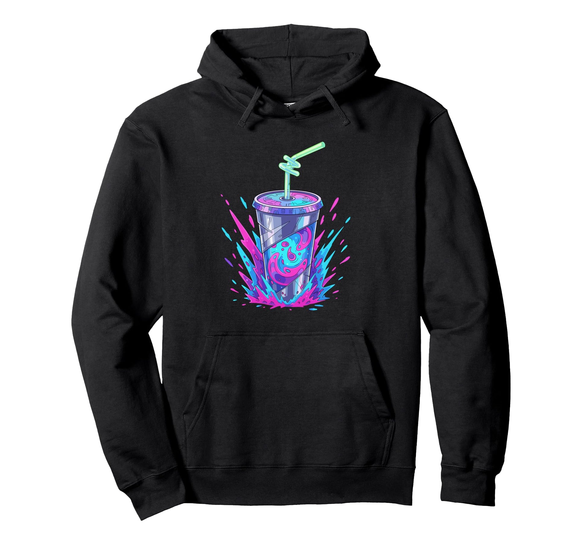 Cosmic Soda Cup Vaporwave Drink Splash Hoodie - Novelty Apparel for Adults - T-Shirt, Sweatshirt, Hoodie