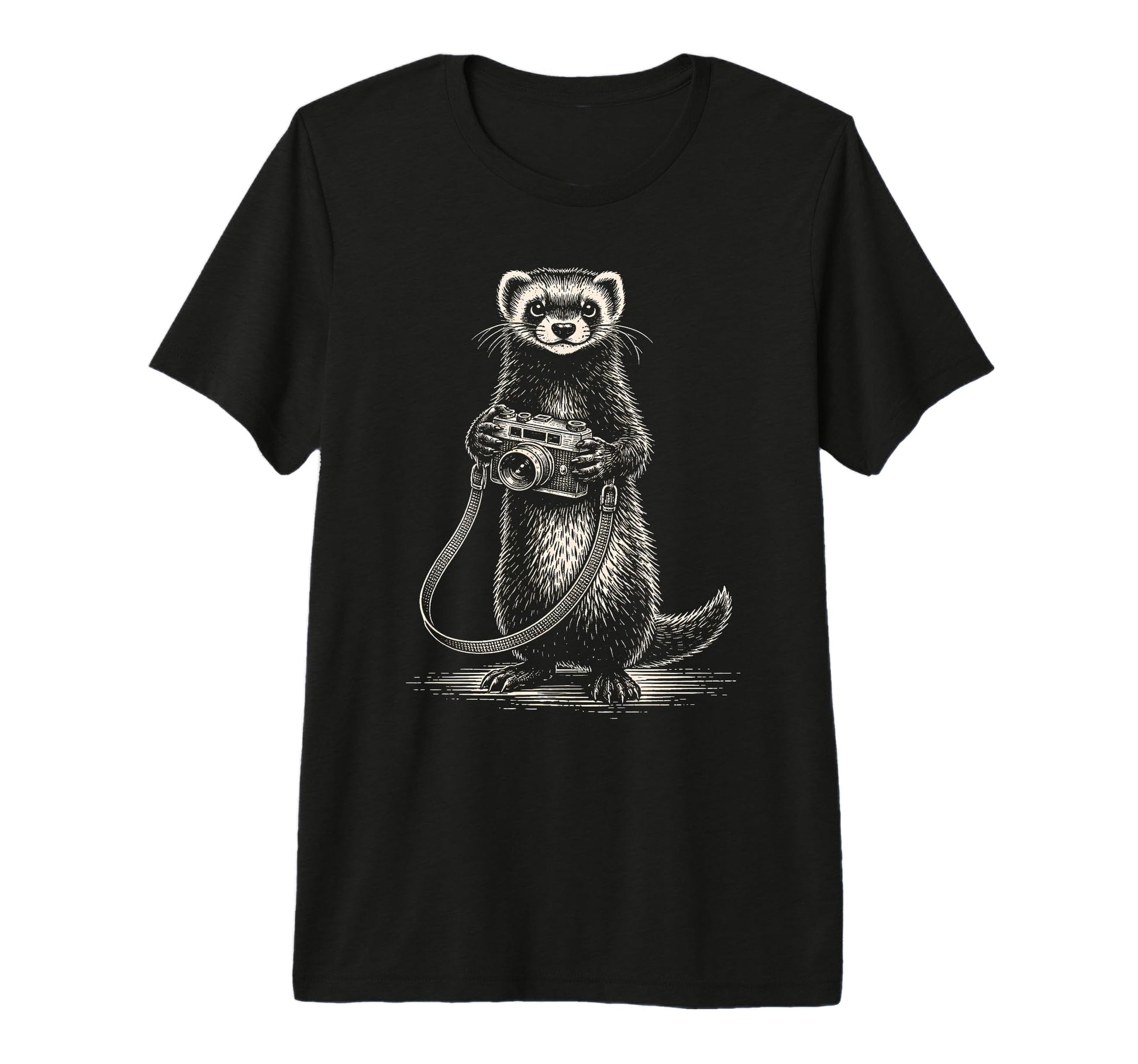 Ferret Photographer Camera Photography T-Shirt - Trendy Graphic for Adults - T-Shirt, Sweatshirt, Hoodie