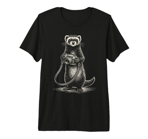 Ferret Photographer Camera Photography T-Shirt - Trendy Graphic for Adults - T-Shirt, Sweatshirt, Hoodie