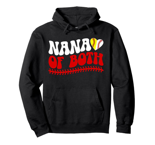 Nana Both Groovy Baseball Softball Nana Hoodie - Unique Graphic for Adults - T-Shirt, Sweatshirt, Hoodie