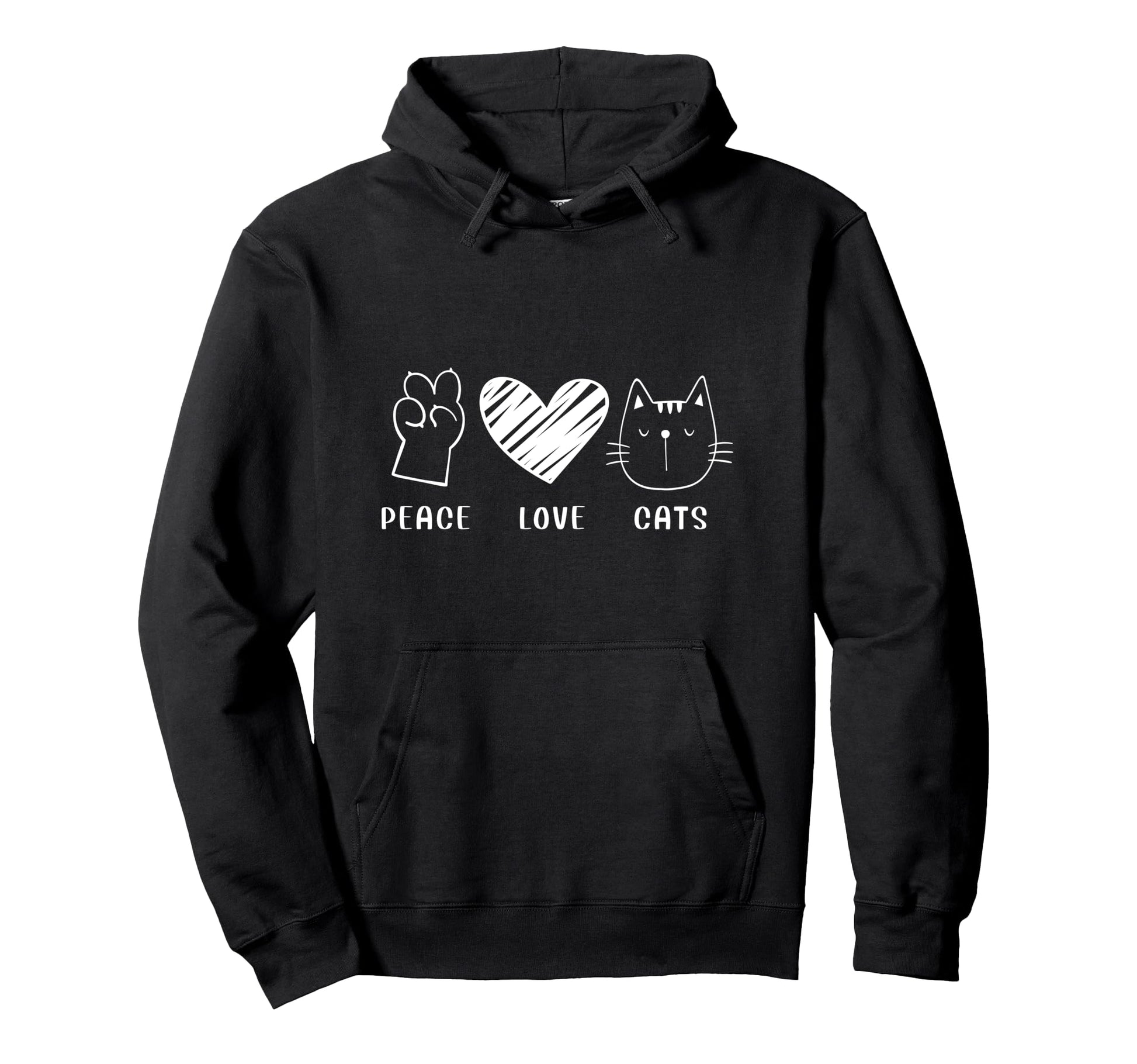 Peace Love Cats Hoodie - Unique Graphic Unisex - T-Shirt, Sweatshirt, Hoodie
