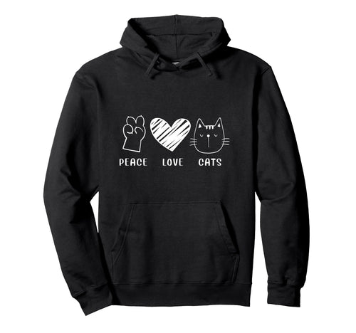 Peace Love Cats Hoodie - Unique Graphic Unisex - T-Shirt, Sweatshirt, Hoodie