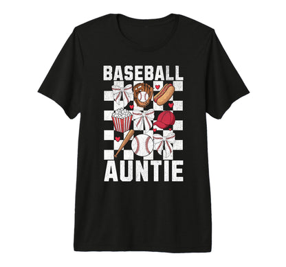 Baseball Aunt Coquette Bow Checkered T-Shirt - Streetwear Style Men Women - T-Shirt, Sweatshirt, Hoodie