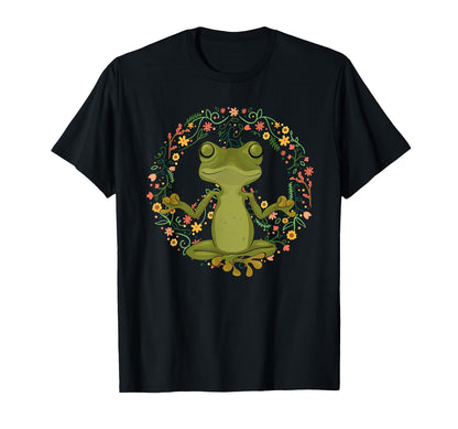 Peace Sign Yoga Frogs Peace Frog Floral T-Shirt - Minimalist Print Unisex - T-Shirt, Sweatshirt, Hoodie