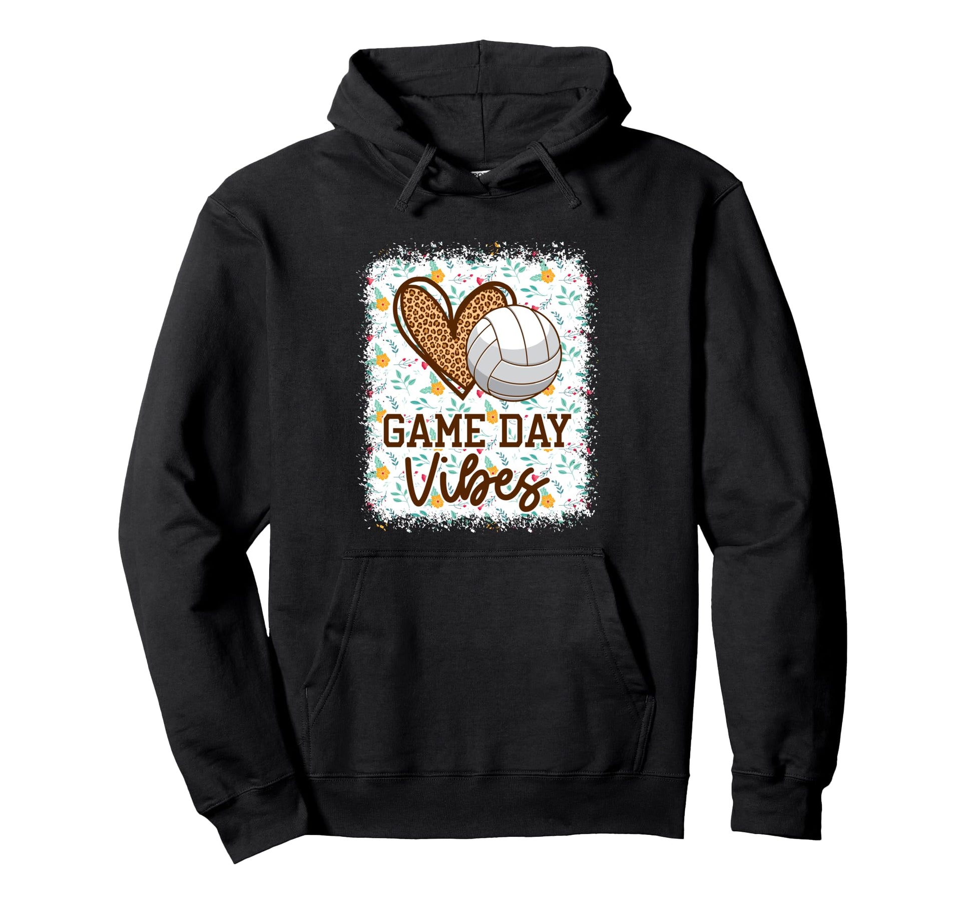 Floral Volleyball Game Day Vibes Hoodie - Minimalist Print Men Women - T-Shirt, Sweatshirt, Hoodie