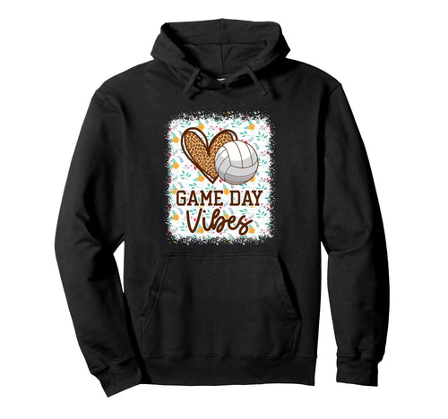 Floral Volleyball Game Day Vibes Hoodie - Minimalist Print Men Women - T-Shirt, Sweatshirt, Hoodie
