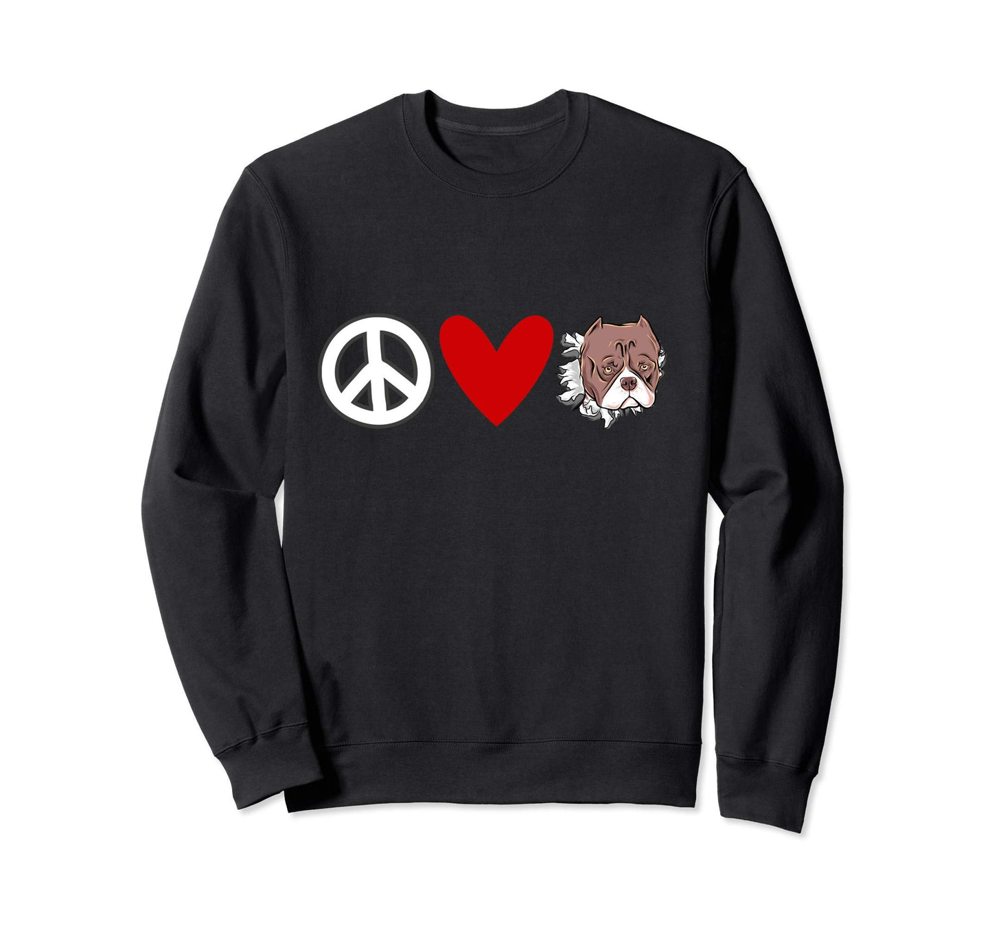 Bulldog Lovers Peace Love Bulldog Sweatshirt - Trendy Graphic for Adults - T-Shirt, Sweatshirt, Hoodie