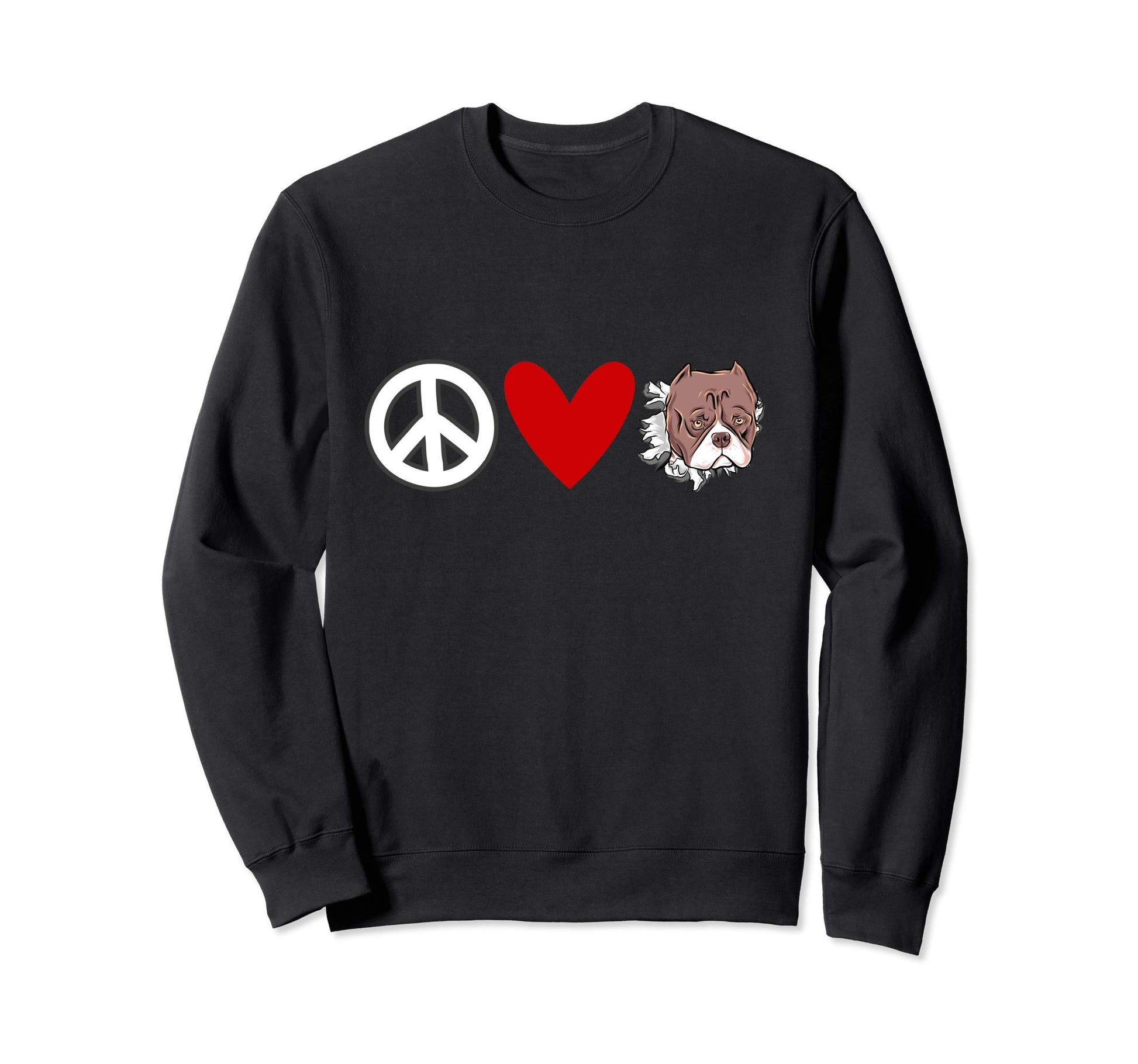 Bulldog Lovers Peace Love Bulldog Sweatshirt - Trendy Graphic for Adults - T-Shirt, Sweatshirt, Hoodie