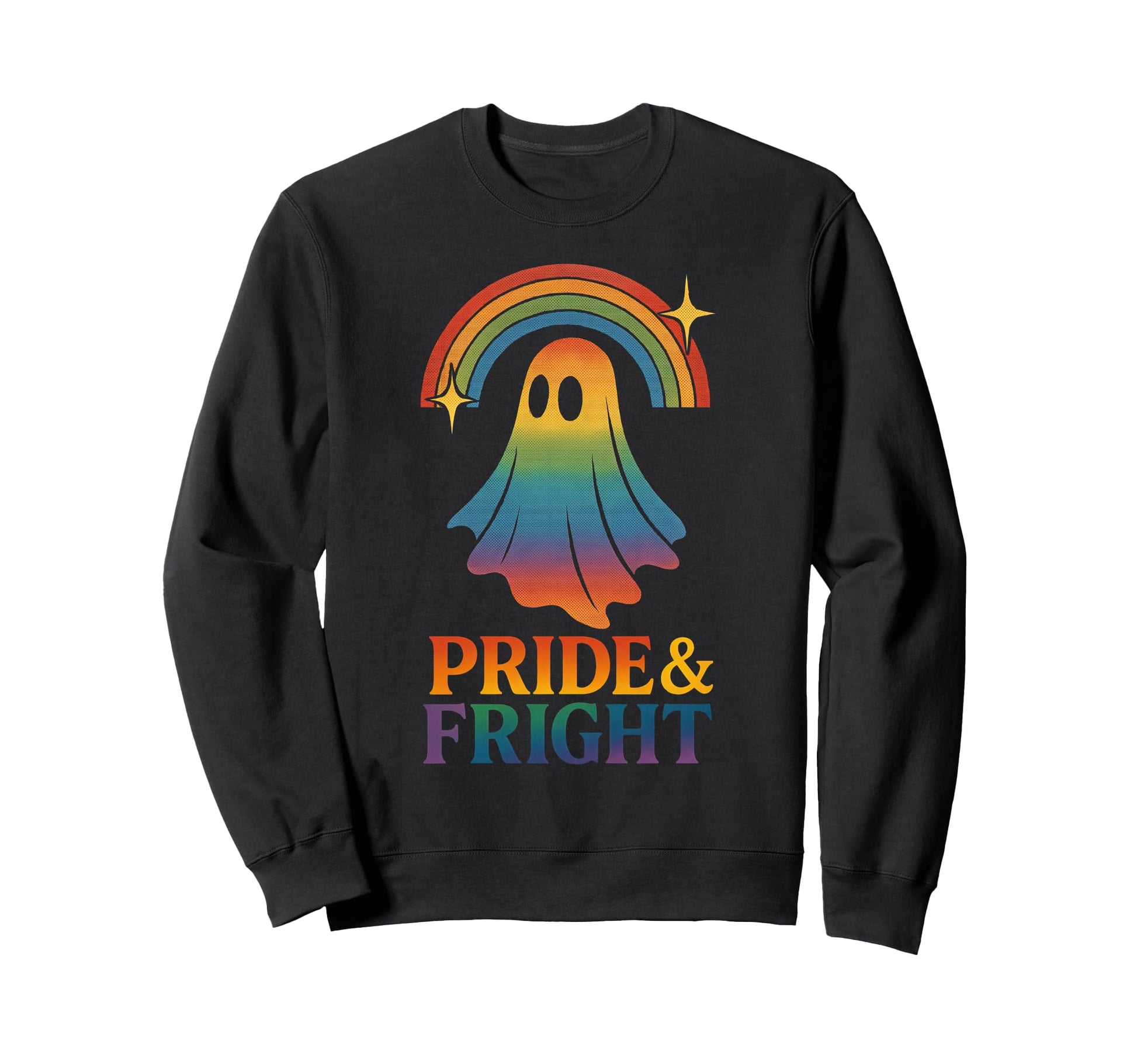 Pride Fright Boho Rainbow Ghost Sweatshirt - Minimalist Print Men Women - T-Shirt, Sweatshirt, Hoodie