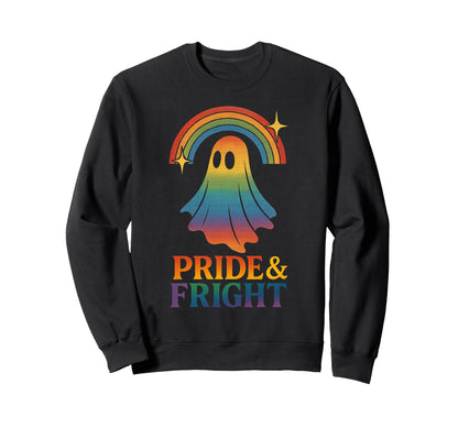 Pride Fright Boho Rainbow Ghost Sweatshirt - Casual Everyday Wear Unisex - T-Shirt, Sweatshirt, Hoodie