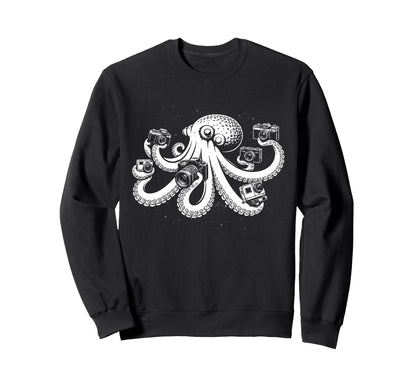 Photographer Octopus Camera Art Sweatshirt - Casual Everyday Wear Unisex - T-Shirt, Sweatshirt, Hoodie