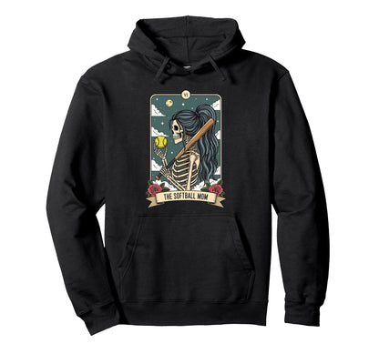Softball Mom Skeleton Card Mothers Hoodie - Streetwear Style for Adults - T-Shirt, Sweatshirt, Hoodie