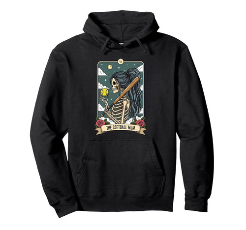Softball Mom Skeleton Card Mothers Hoodie - Streetwear Style for Adults - T-Shirt, Sweatshirt, Hoodie