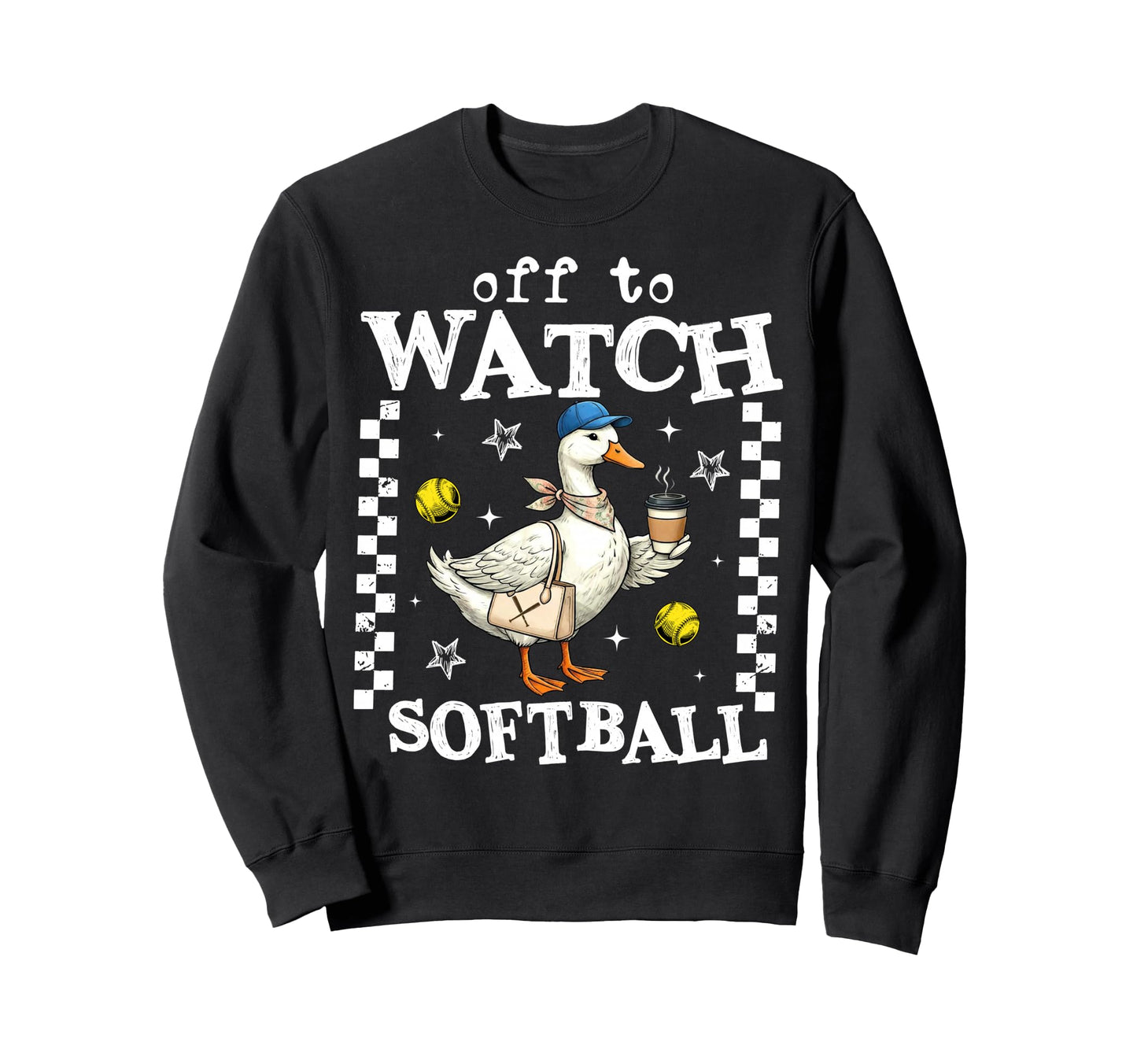 Off To Watch Softball Goose Funny Sweatshirt - Custom Art Print for Adults - T-Shirt, Sweatshirt, Hoodie