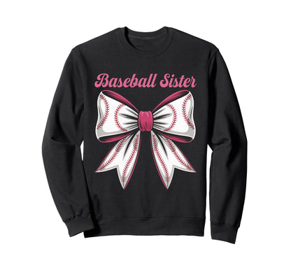 Baseball Sister Coquette Bow Sweatshirt - Minimalist Print Men Women - T-Shirt, Sweatshirt, Hoodie