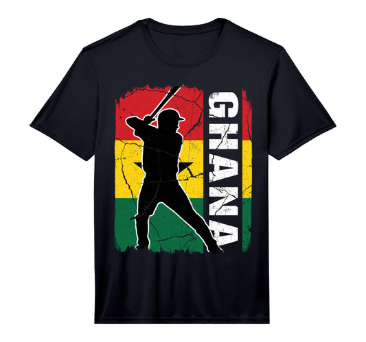 Ghanaian Baseball Player Ghana Flag T-Shirt - Aesthetic Graphic for Adults - T-Shirt, Sweatshirt, Hoodie