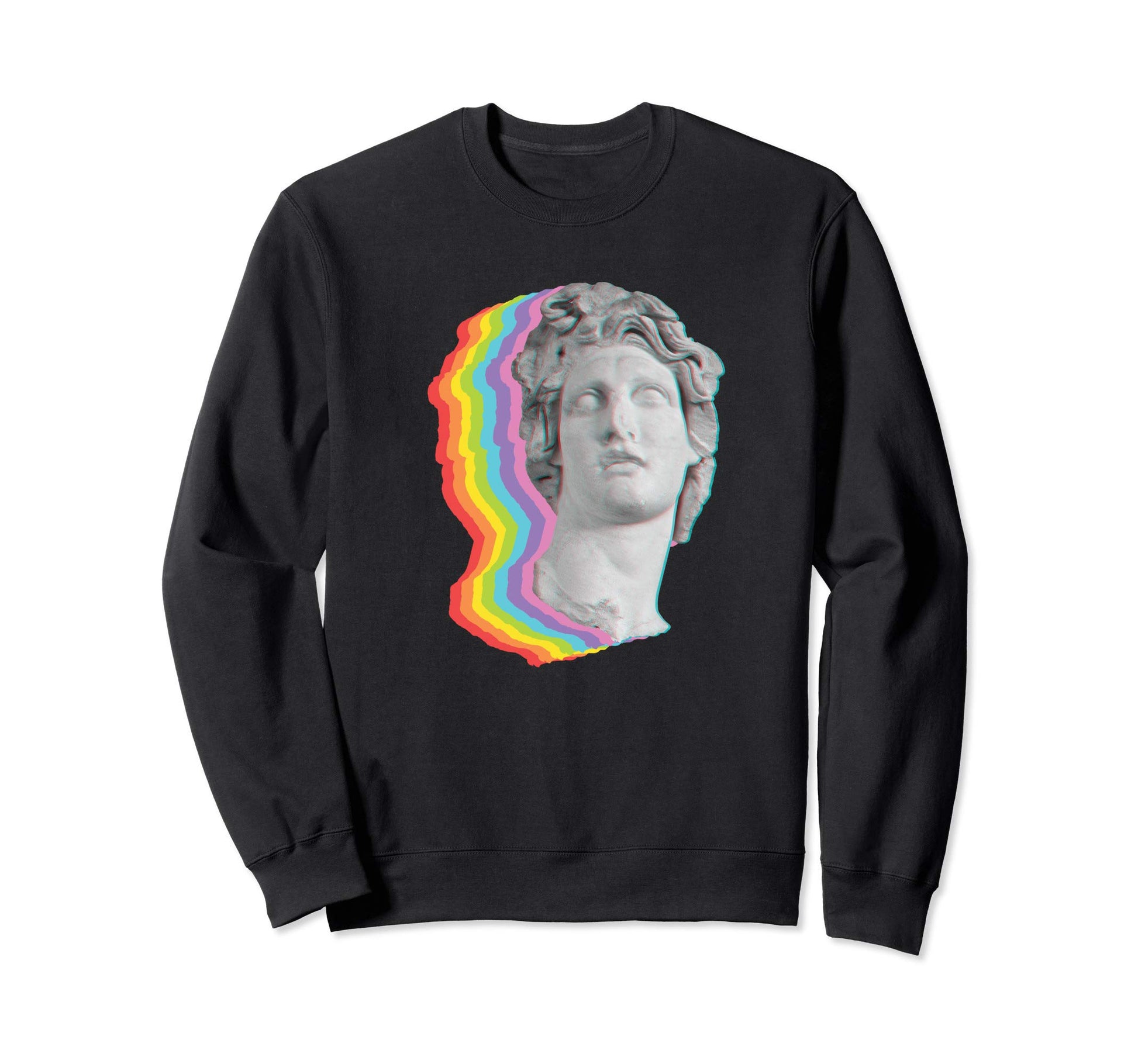 Rainbow Glitch Retrowave Synthwave Sweatshirt - Unique Graphic for Adults - T-Shirt, Sweatshirt, Hoodie