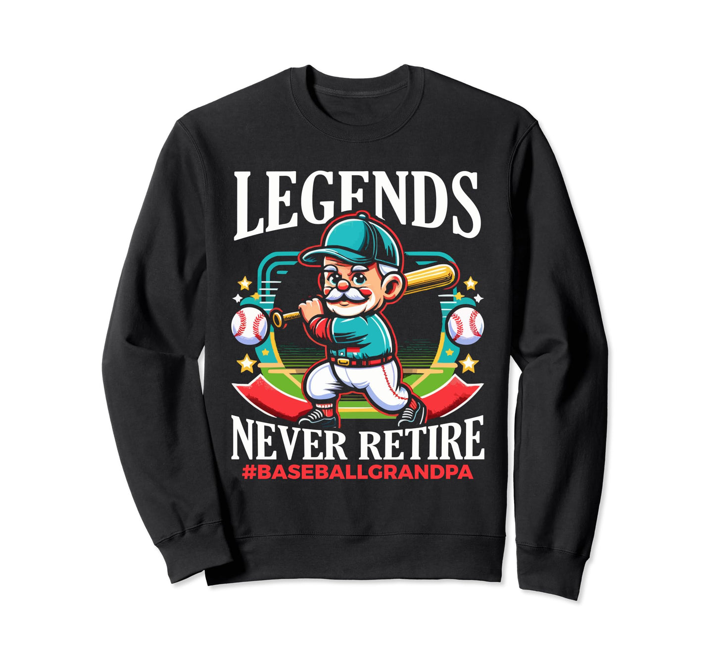 Baseball Grandpa Grandfather Sweatshirt - Minimalist Print for Adults - T-Shirt, Sweatshirt, Hoodie