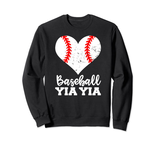 Baseball Yia Yia Funny Baseball Heart Sweatshirt - Trendy Graphic Unisex - T-Shirt, Sweatshirt, Hoodie