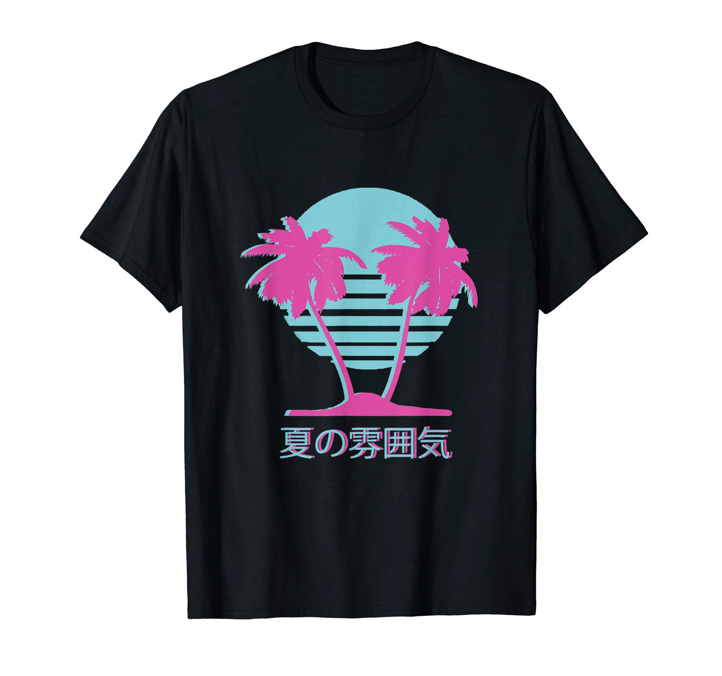 Vaporwave Tropical Palm Japanese T-Shirt - Streetwear Style for Adults - T-Shirt, Sweatshirt, Hoodie