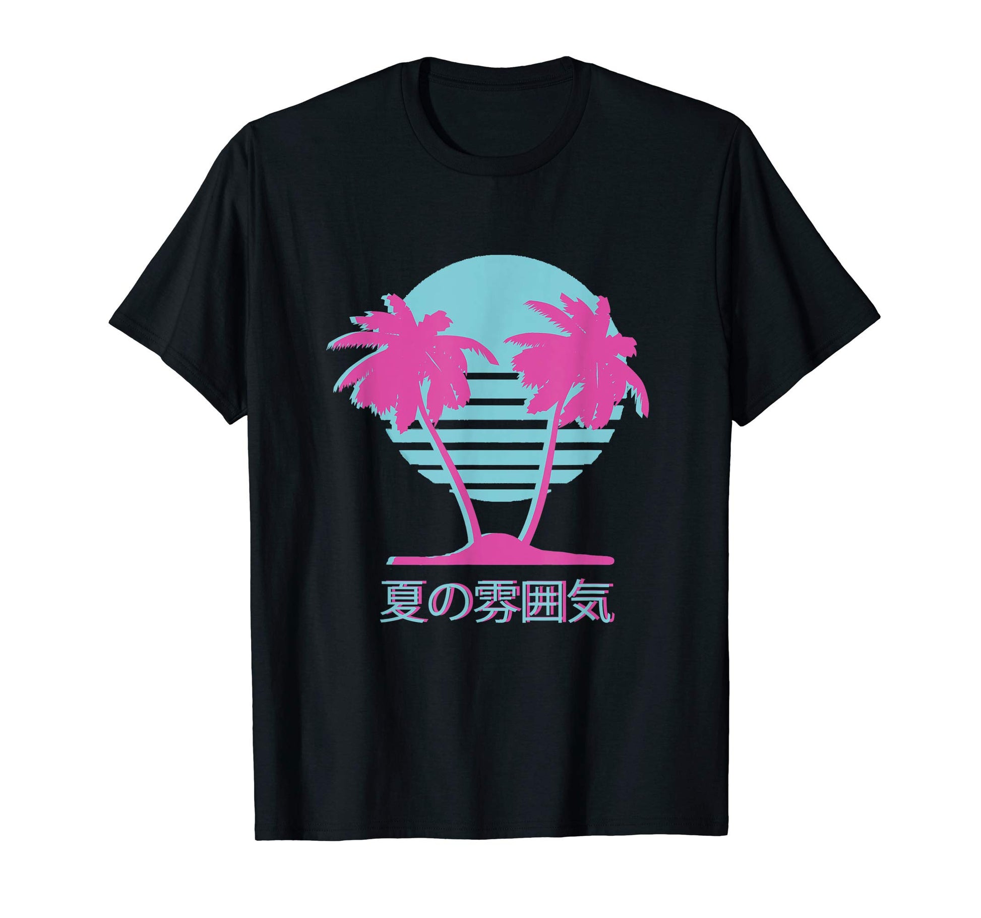 Vaporwave Tropical Palm Japanese T-Shirt - Streetwear Style for Adults - T-Shirt, Sweatshirt, Hoodie