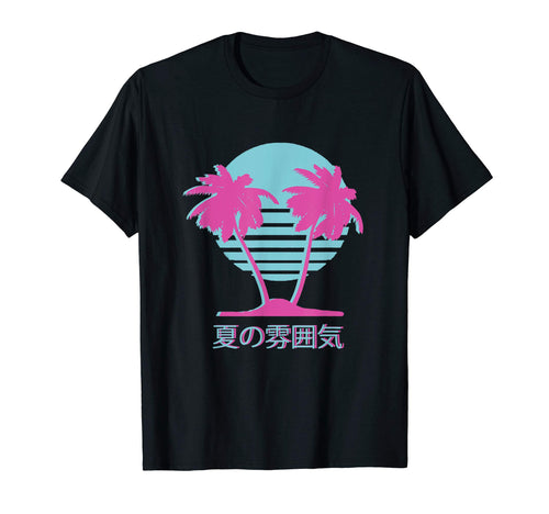 Vaporwave Tropical Palm Japanese T-Shirt - Streetwear Style for Adults - T-Shirt, Sweatshirt, Hoodie