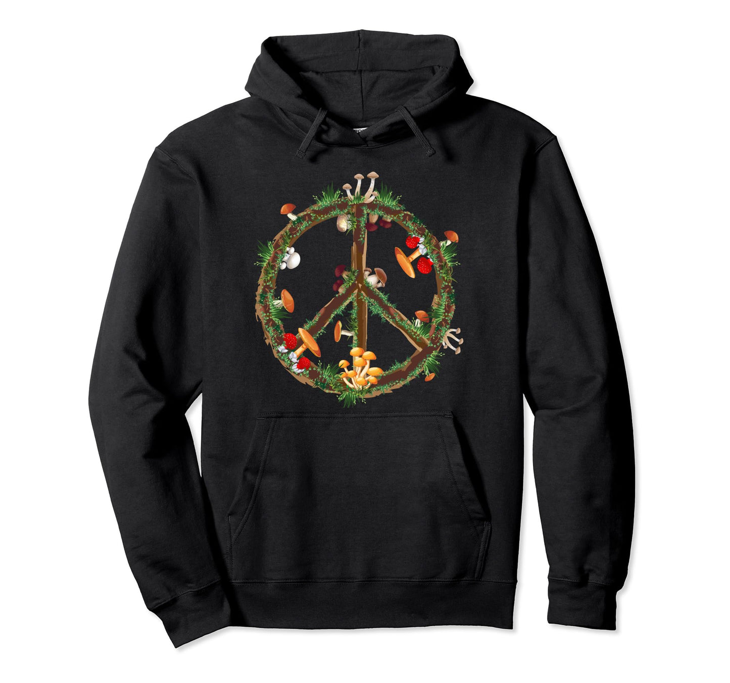 Mushrooms Peace Sign 70S 60S Hippie Hoodie - Streetwear Style for Adults - T-Shirt, Sweatshirt, Hoodie