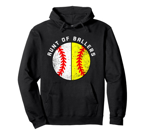 Aunt Ballers Funny Baseball Softball Aunt Hoodie - Minimalist Print Unisex - T-Shirt, Sweatshirt, Hoodie