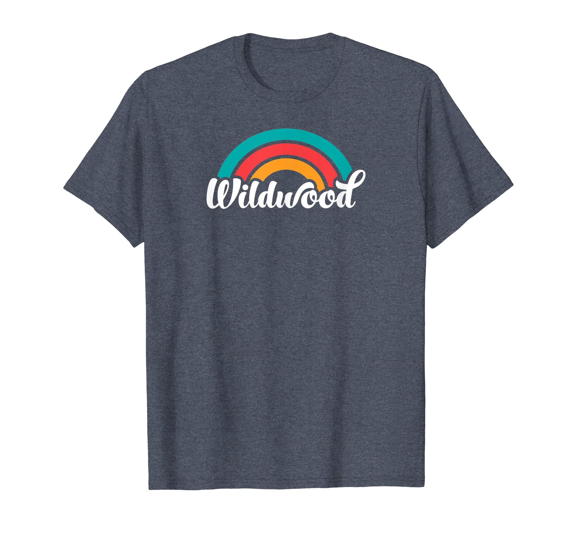 Wildwood Nj Script Rainbow T-Shirt - Minimalist Print for Adults - T-Shirt, Sweatshirt, Hoodie