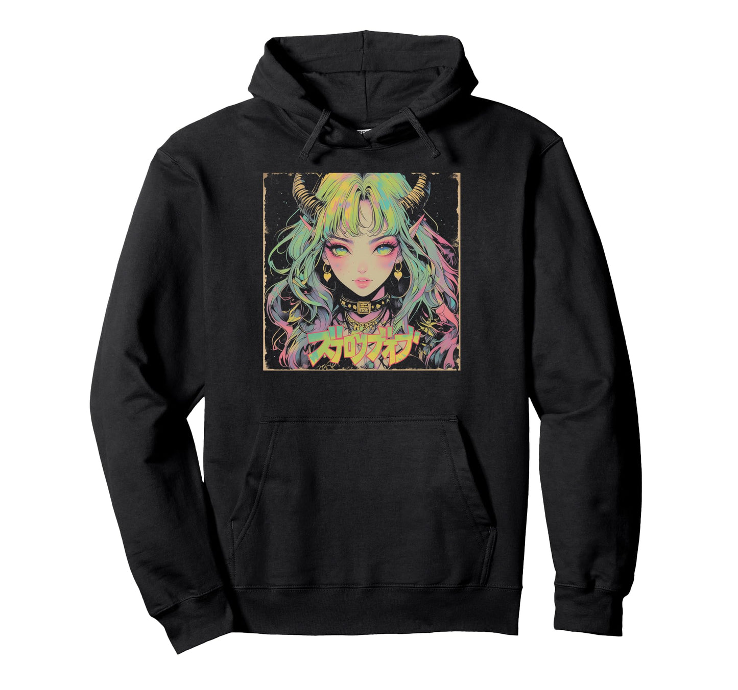Goth Grunge Demon Anime Waifu Hoodie - Casual Everyday Wear Men Women - T-Shirt, Sweatshirt, Hoodie