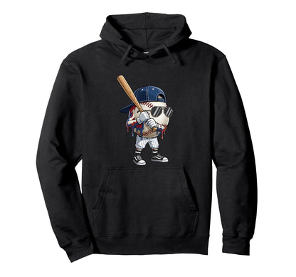 Dripping Baseball Batter Sunglasses Hoodie - Aesthetic Graphic Men Women - T-Shirt, Sweatshirt, Hoodie