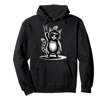 Funny Cat Loving Rock And Roll Heavy Metal Hoodie - Unique Graphic Unisex - T-Shirt, Sweatshirt, Hoodie