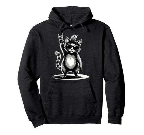 Funny Cat Loving Rock And Roll Heavy Metal Hoodie - Unique Graphic Unisex - T-Shirt, Sweatshirt, Hoodie