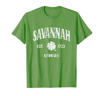 Savannah Georgia Varsity Shamrock St T-Shirt - Graphic Print Men Women - T-Shirt, Sweatshirt, Hoodie
