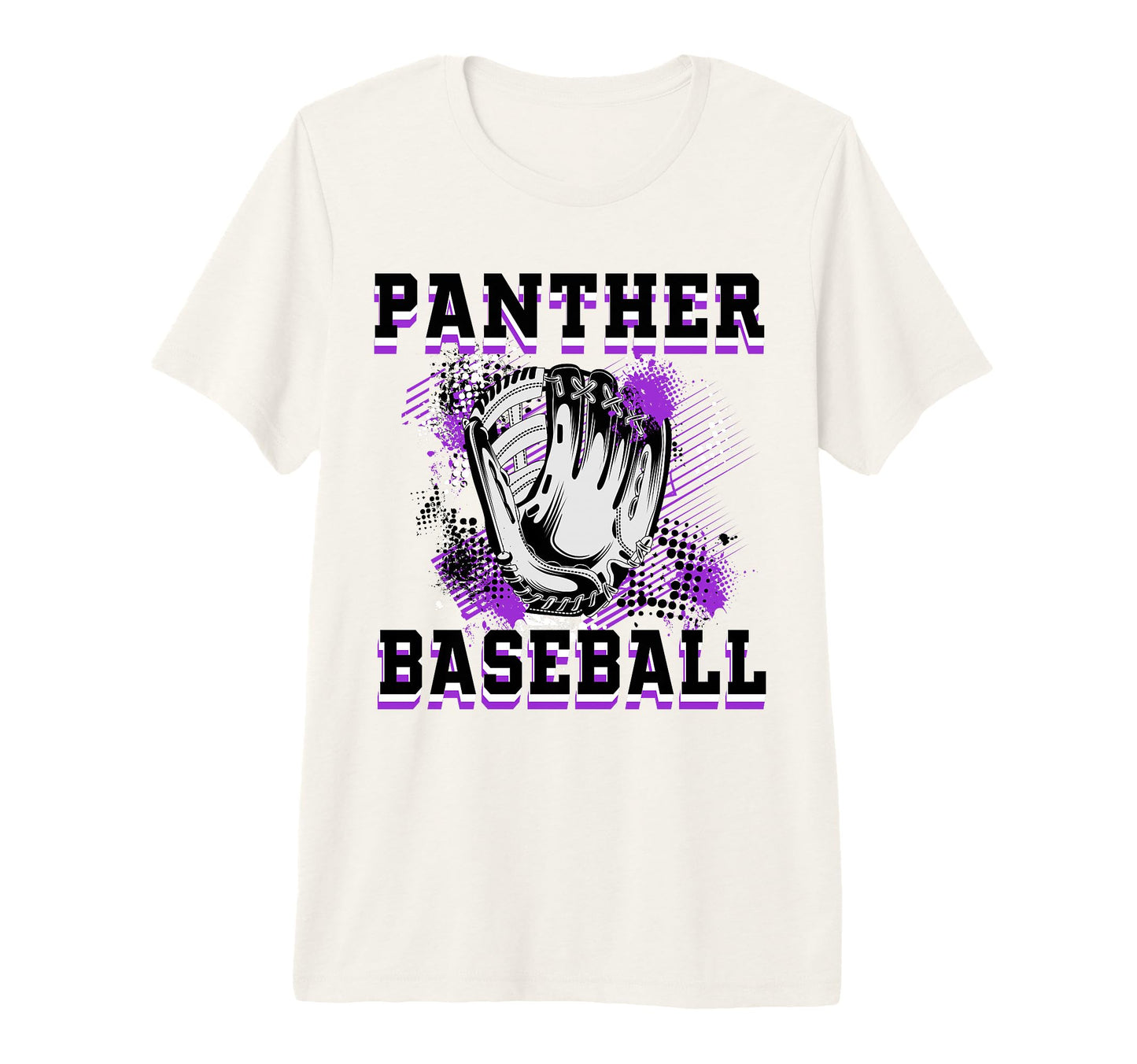 Panther Baseball Mom Grunge Glove Purple T-Shirt - Graphic Print Unisex - T-Shirt, Sweatshirt, Hoodie