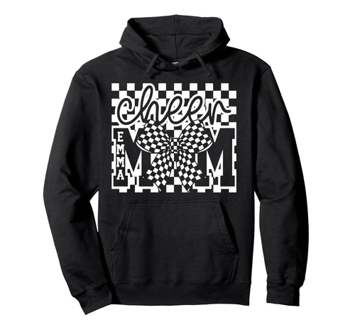 Checkered Coquette Cheer Mom Bow Hoodie - Minimalist Print Men Women - T-Shirt, Sweatshirt, Hoodie