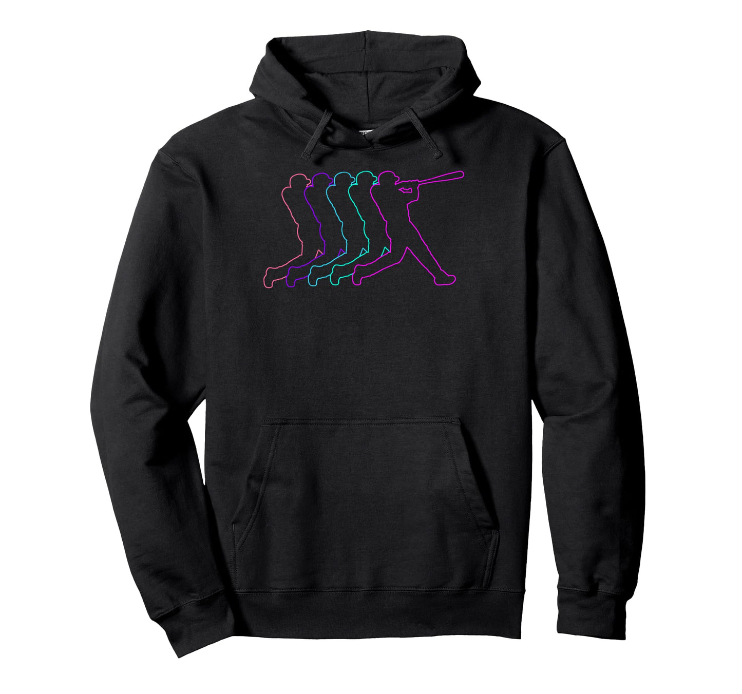 Colorful Outline Baseball Player Coach Fan Hoodie - Unique Graphic Unisex - T-Shirt, Sweatshirt, Hoodie
