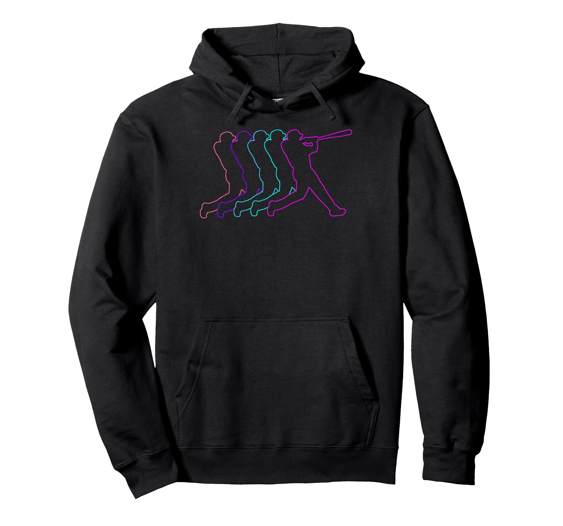 Colorful Outline Baseball Player Coach Fan Hoodie - Unique Graphic Unisex - T-Shirt, Sweatshirt, Hoodie