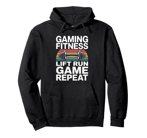 Gaming Fitness Lift Run Game Walk Repeat Hoodie - Custom Art Print Unisex - T-Shirt, Sweatshirt, Hoodie
