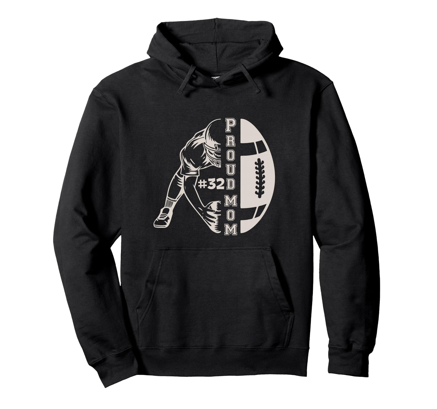 Customized Proud Football Mom Number 32 Hoodie - Trendy Graphic Unisex - T-Shirt, Sweatshirt, Hoodie