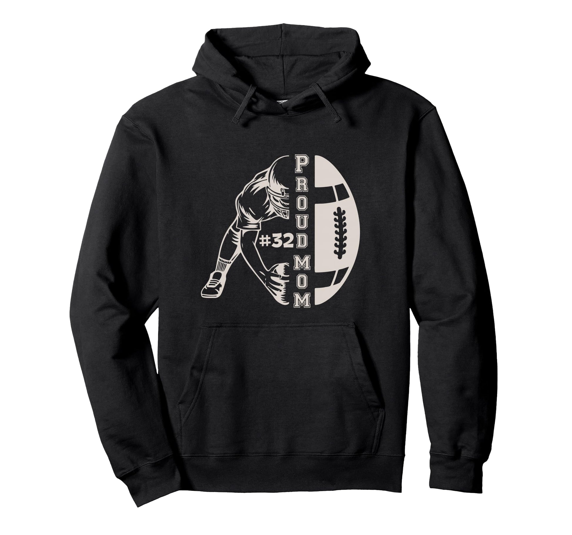 Customized Proud Football Mom Number 32 Hoodie - Trendy Graphic Unisex - T-Shirt, Sweatshirt, Hoodie