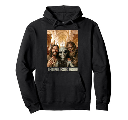 Bruh Bigfoot Alien Jesus Rock Hand Hoodie - Custom Art Print Men Women - T-Shirt, Sweatshirt, Hoodie
