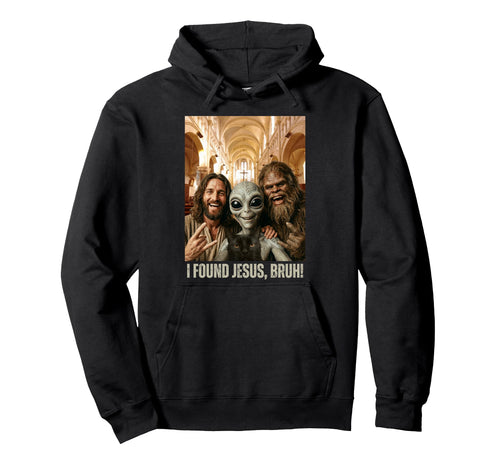 Bruh Bigfoot Alien Jesus Rock Hand Hoodie - Custom Art Print Men Women - T-Shirt, Sweatshirt, Hoodie