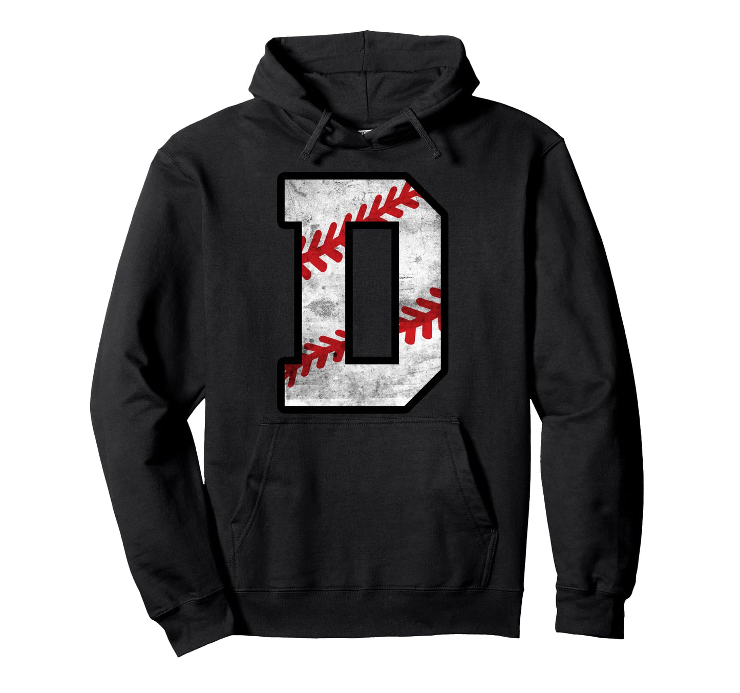 Distressed Baseball Letter D Hoodie - Aesthetic Graphic for Adults - T-Shirt, Sweatshirt, Hoodie