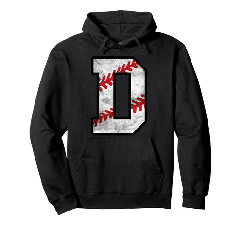 Distressed Baseball Letter D Hoodie - Aesthetic Graphic for Adults - T-Shirt, Sweatshirt, Hoodie