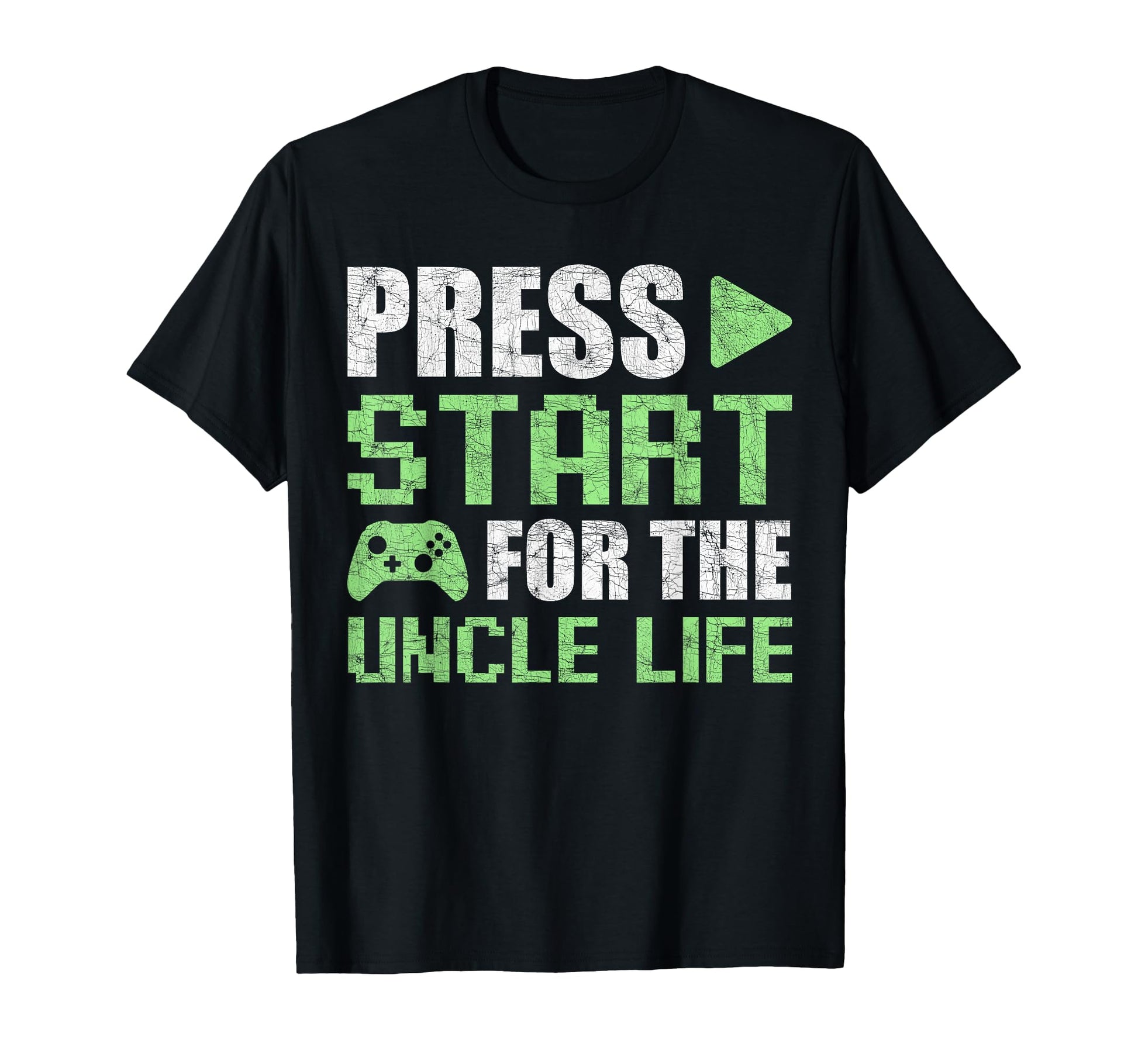 Gamer Uncle Fathers Day Press Start T-Shirt - Minimalist Print for Adults - T-Shirt, Sweatshirt, Hoodie