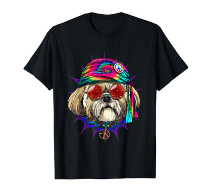 Tie Dye Hippie Shih Tzu Hippiness Peace T-Shirt - Unique Graphic Men Women - T-Shirt, Sweatshirt, Hoodie