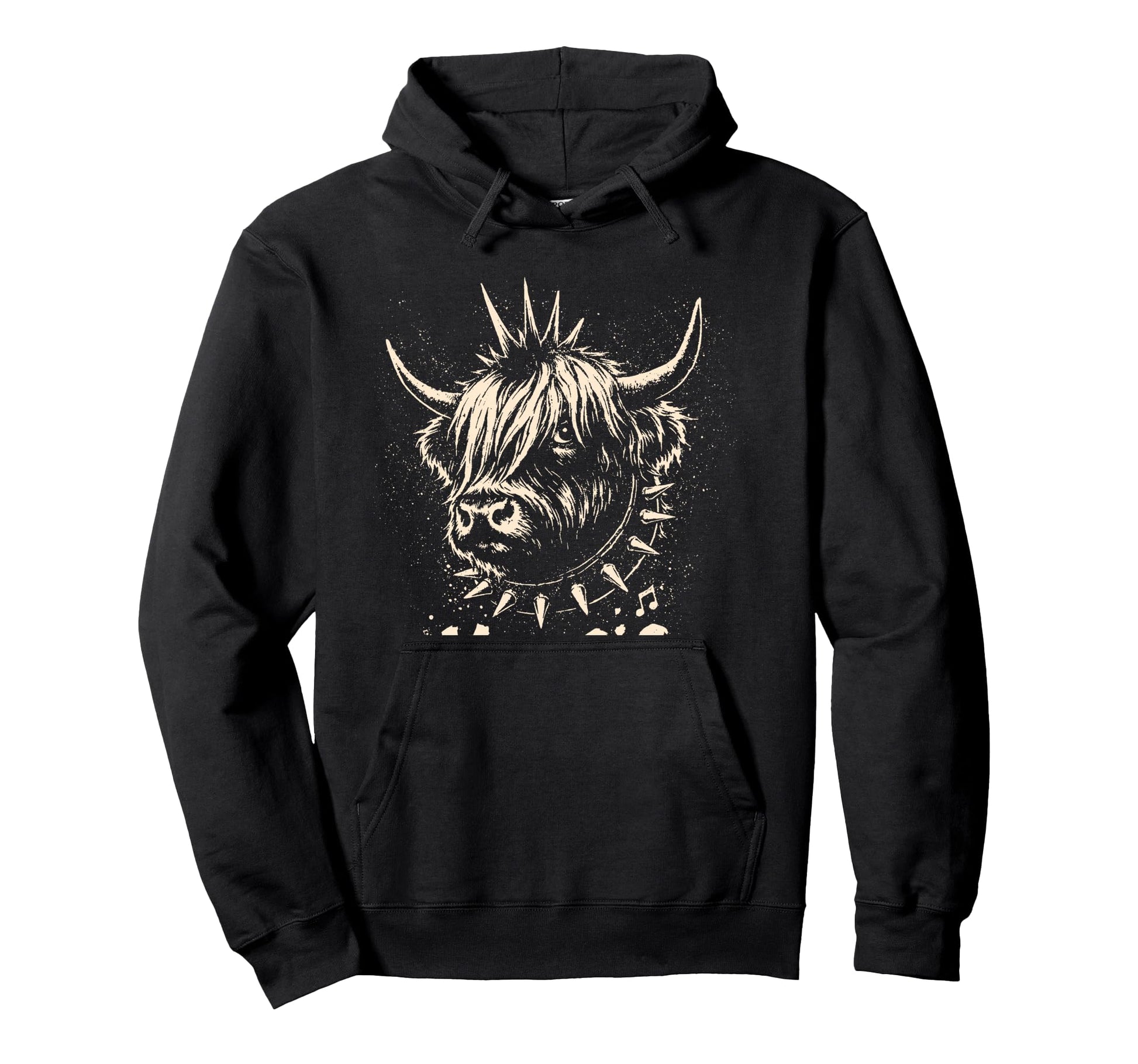 Moo Sic Punk Rock Cow Metalhead Rocker Hoodie - Aesthetic Graphic Unisex - T-Shirt, Sweatshirt, Hoodie