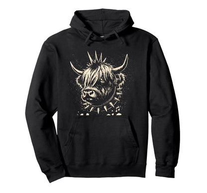 Moo Sic Punk Rock Cow Metalhead Rocker Hoodie - Aesthetic Graphic Unisex - T-Shirt, Sweatshirt, Hoodie