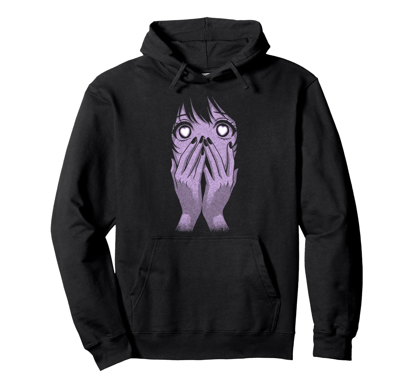 Anime Eyes Hearts Manga Otaku Grunge Hoodie - Minimalist Print for Adults - T-Shirt, Sweatshirt, Hoodie